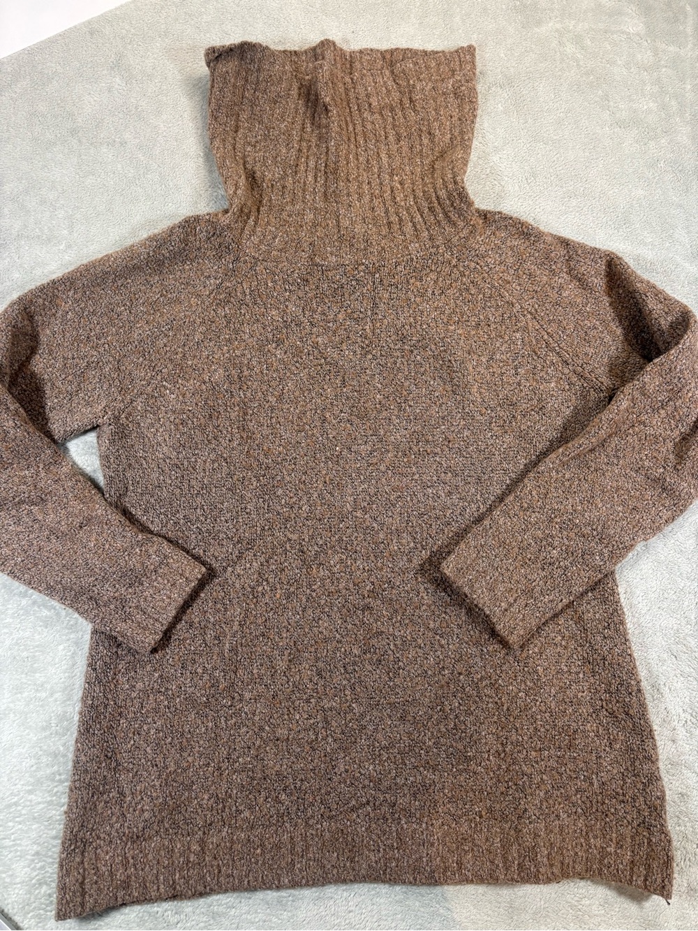 L.L. Bean Brown Marled Turtleneck Knit Sweater Wool Blend Cozy